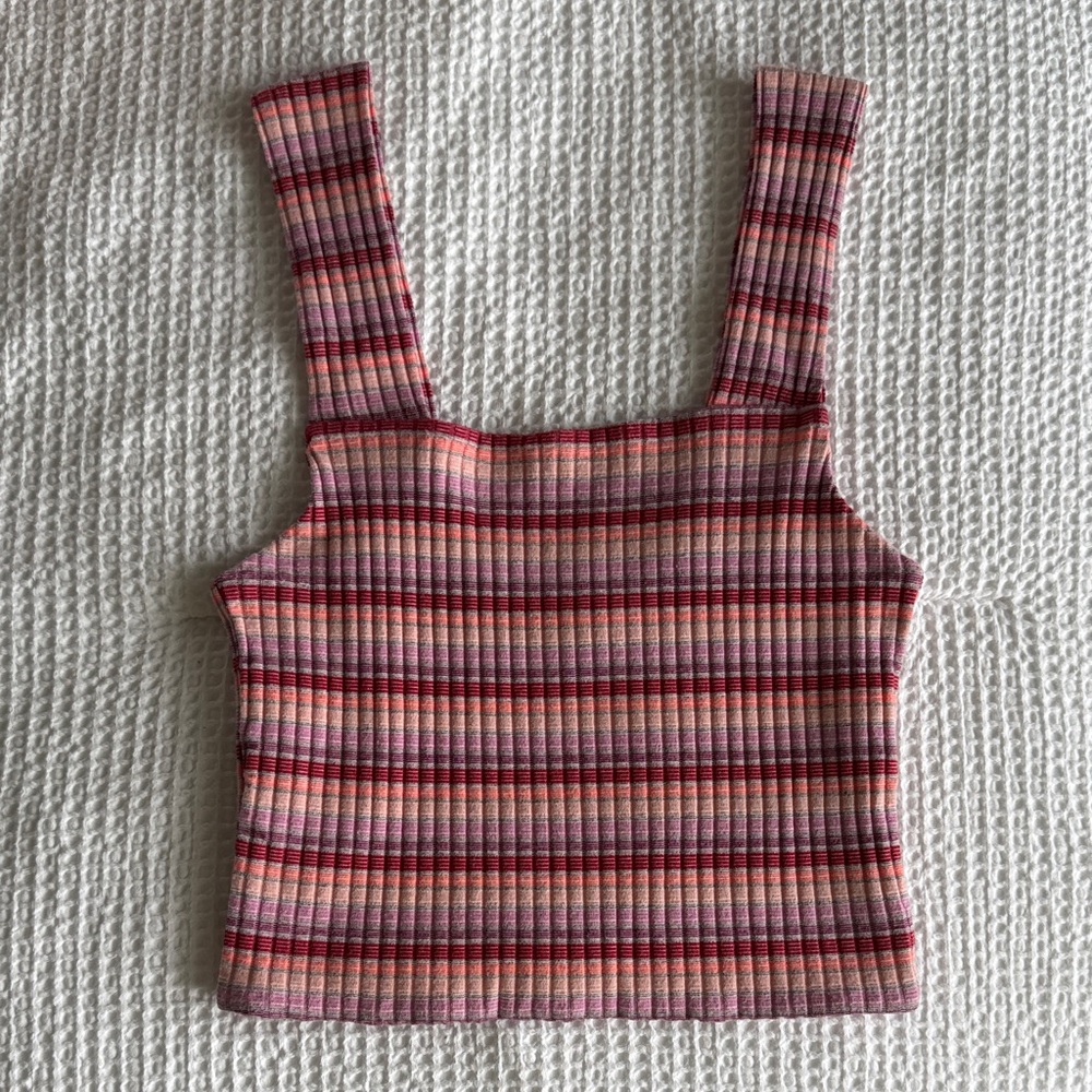 American Eagle Outfitters Multicolor Striped Cropped Tank Top